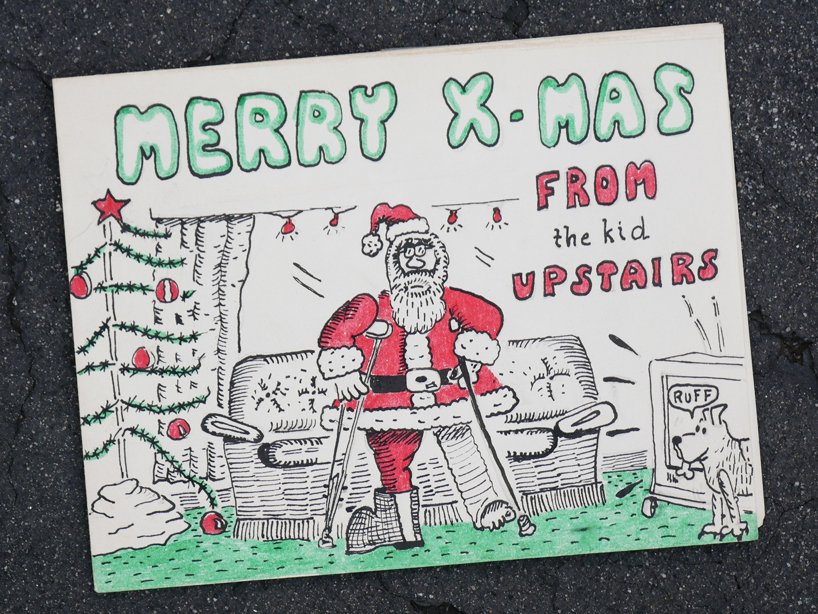 Handmade Christmas card for the family – from the kid upstairs AKA Bicycle Bill